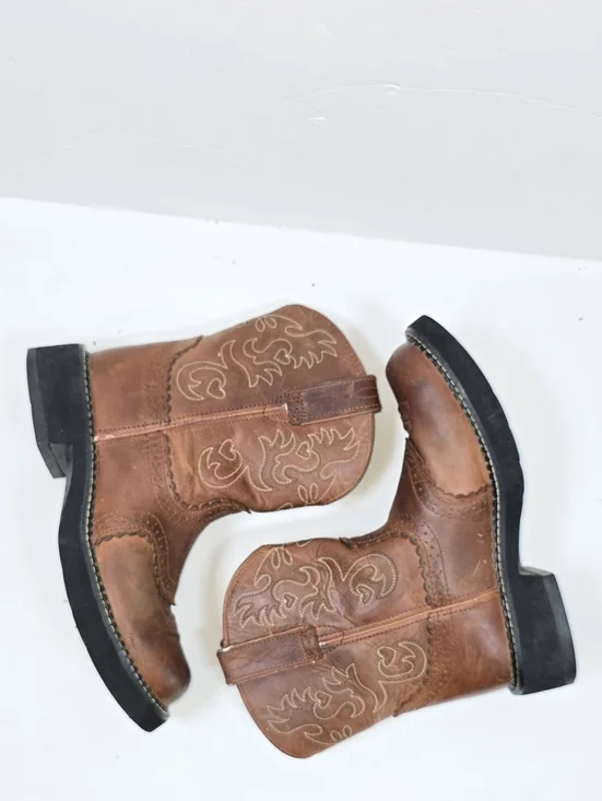 Ariat Fatbaby Brown Leather Chunky Embroidered Western Cowboy Boots Women's 7.5 - Picture 7 of 12
